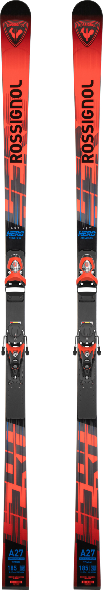 Rossignol Unisex Racing Skis HERO ATHLETE GS 185 R22 Red